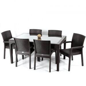 Set mobilier gradina/terasa, olympya , masa cu 6 scaune, maro