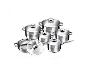 Set oale cu capace de sticlă Home Vero, 12 piese, inox