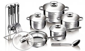 Set oale, tigai si ustensile din otel inoxidabil, 17 piese, Gourmet Line